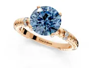 Rope Engagement Ring Setting for Fancy Blue Round Cut Center with Accent Shoulders and Prong Head in Rose Gold