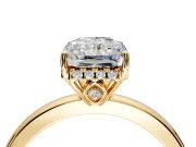 Solitaire Engagement Ring Setting for Radiant Cut Center with Fine Wire Band and Prong Head in Yellow Gold
