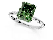 Solitaire Engagement Ring Setting for Fancy Green Radiant Cut Center with Plain Twisted Rope Band and Prong Head in Sterling Silver
