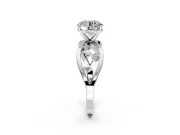 Solitaire Engagement Ring Setting for Round Cut Center with Criss-Cross Accent Band and Prong Head in Platinum