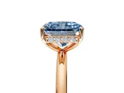 Solitaire Engagement Ring Setting for Fancy Blue Radiant Cut Center with Plain Band, Open Basket and Prong Head in Rose Gold