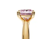 Solitaire Engagement Ring Setting for Fancy Pink Princess Cut Center with Reverse Tapered Band and Prong Head in Yellow Gold