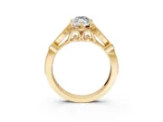 Solitaire Engagement Ring Setting for Marquise Center with Marquise and Bezel Accents and Prong Head in Yellow Gold