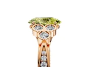 Cluster Engagement Ring Setting for Fancy Yellow Oval Center with Bezel Accent Clusters and Prong Head in Rose Gold