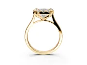 Single Halo Engagement Ring Setting for Radiant Cut Center with Corner Claws, Plain Band and Prong Head in Yellow Gold