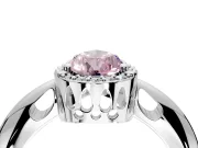 Halo Engagement Ring Setting for Fancy Pink Pear-Shaped Center with Tapered Plain Band and Prong Head in White Gold