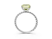 Solitaire Engagement Ring Setting for Fancy Yellow Asscher Cut Center with Plain Twisted Rope Band and Prong Head in White Gold