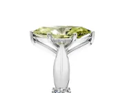 Solitaire Engagement Ring Setting for Fancy Yellow Marquise Center with Carved Leaf Shoulders and Prong Head in Platinum