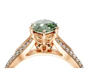 Solitaire Engagement Ring Setting for Fancy Green Marquise Center with Pave Rail Split Shank and Prong Head in Rose Gold
