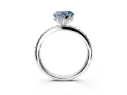 Solitaire Engagement Ring Setting for Fancy Blue Heart-Shaped Center with Fine Pave Band and Prong Head in Sterling Silver
