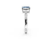 3 Stone Engagement Ring Setting for Fancy Blue Radiant Cut Center with Baguette Accents and Prong Head in Sterling Silver