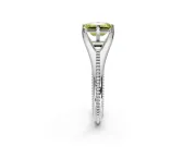 Solitaire Engagement Ring Setting for Fancy Yellow Emerald Cut Center with Milgrain Cathedral Band and Prong Head in Platinum