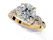Solitaire Engagement Ring Setting for Round Cut Center with Marquise Accent Twist Band and Prong Head in Yellow Gold