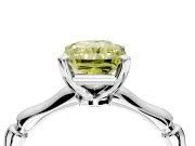Solitaire Engagement Ring Setting for Fancy Yellow Radiant Cut Center with Bamboo Band and Prong Head in Platinum