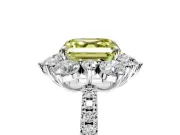 Floral Halo Engagement Ring Setting for Fancy Yellow Asscher Cut Center with Pave Accents and Prong Head in Sterling Silver
