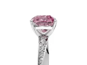 Side Accent Engagement Ring Setting for Fancy Pink Cushion Cut Center with Accent Shoulders and Prong Head in Platinum