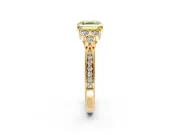 Cluster Engagement Ring Setting for Fancy Yellow Asscher Cut Center with Bezel Accent Clusters and Prong Head in Yellow Gold