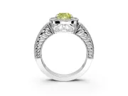 Milgrain Halo Engagement Ring Setting for Fancy Yellow Cushion Cut Center with Pave Band and Prong Head in Platinum