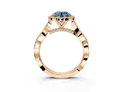 Halo Engagement Ring Setting for Fancy Blue Round Cut Center with Twist Band and Prong Head in Rose Gold