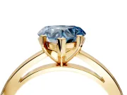 Solitaire Engagement Ring Setting for Fancy Blue Heart-Shaped Center with Basket Rail and Prong Head in Yellow Gold