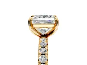 Solitaire Engagement Ring Setting for Princess Cut Center with Shared-Prong Accents and Prong Head in Yellow Gold