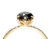 Solitaire Engagement Ring Setting for Fancy Black Marquise Center with Pave Accents and Prong Head in Yellow Gold