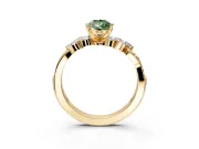 Solitaire Engagement Ring Setting for Fancy Green Pear-Shaped Center with Marquise Accent Twist Band and Prong Head in Yellow Gold