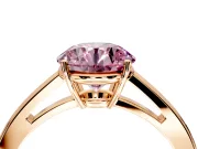 Solitaire Engagement Ring Setting for Fancy Pink Round Cut Center with Open Cathedral Shoulders and Prong Head in Rose Gold