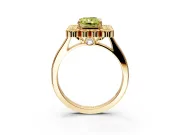 Cluster Halo Engagement Ring Setting for Fancy Yellow Radiant Cut Center with Milgrain Bezel Accents and Prong Head in Yellow Gold