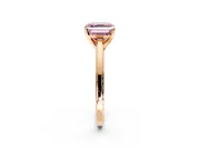 Solitaire Engagement Ring Setting for Fancy Pink Asscher Cut Center with Flat-Sided Plain Band and Prong Head in Rose Gold