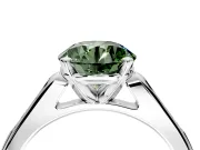 Solitaire Engagement Ring Setting for Fancy Green Round Cut Center with Channel Accents and Prong Head in Platinum