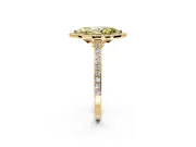 Halo Engagement Ring Setting for Fancy Yellow Marquise Center with Pave Accents, Heart Basket and Prong Head in Yellow Gold
