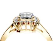 Starburst Halo Engagement Ring Setting for Emerald Cut Center with Flat Cathedral Band and Prong Head in Yellow Gold