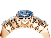 5 Stone Engagement Ring Setting for Fancy Blue Cushion Cut Center with Equal Close-Set Accents and Prong Head in Rose Gold
