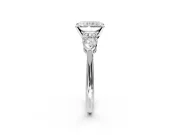 3 Stone Engagement Ring Setting for Radiant Cut Center with Large Pear-Shaped Accents and Prong Head in White Gold