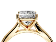 Solitaire Engagement Ring Setting for Princess Cut Center with Narrow Cathedral Band and Prong Head in Yellow Gold