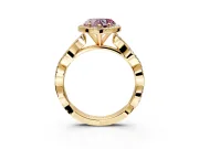 Halo Engagement Ring Setting for Fancy Pink Heart-Shaped Center with Pave and Plain Twist Band and Prong Head in Yellow Gold