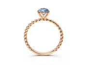 Solitaire Engagement Ring Setting for Fancy Blue Pear-Shaped Center with Plain Twisted Rope Band and Prong Head in Rose Gold