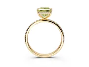 Hidden Halo Engagement Ring Setting for Fancy Yellow Princess Cut Center with Pave Band and Prong Head in Yellow Gold