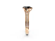 Solitaire Engagement Ring Setting for Fancy Black Pear-Shaped Center with Pave Rail Split Shank and Prong Head in Rose Gold