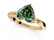 Solitaire Engagement Ring Setting for Fancy Green Heart-Shaped Center with Beaded Shoulders and Prong Head in Yellow Gold