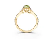 Solitaire Engagement Ring Setting for Fancy Yellow Marquise Center with Pave Split Shank and Prong Head in Yellow Gold