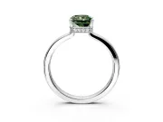 Hidden Halo Engagement Ring Setting for Fancy Green Radiant Cut Center with Wide Flat Plain Band and Prong Head in White Gold