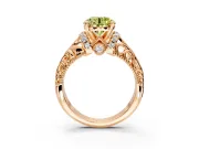 Solitaire Engagement Ring Setting for Fancy Yellow Round Cut Center with Filigree Accent Basket and Prong Head in Rose Gold
