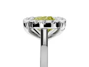 Single Halo Engagement Ring Setting for Fancy Yellow Cushion Cut Center with Corner Claws, Plain Band and Prong Head in Sterling Silver