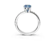 Solitaire Engagement Ring Setting for Fancy Blue Cushion Cut Center with Large Accents and Prong Head in Sterling Silver