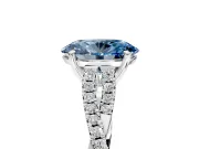 Solitaire Engagement Ring Setting for Fancy Blue Oval Center with Twisted Pave Split Shank and Prong Head in Platinum