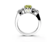 5 Stone Engagement Ring Setting for Fancy Yellow Cushion Cut Center with Equal Close-Set Accents and Prong Head in White Gold