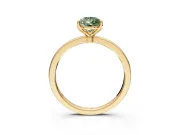 Solitaire Engagement Ring Setting for Fancy Green Pear-Shaped Center with Thin Rounded Plain Band and Prong Head in Yellow Gold
