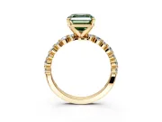 Solitaire Engagement Ring Setting for Fancy Green Asscher Cut Center with Alternating Size Accents and Prong Head in Yellow Gold